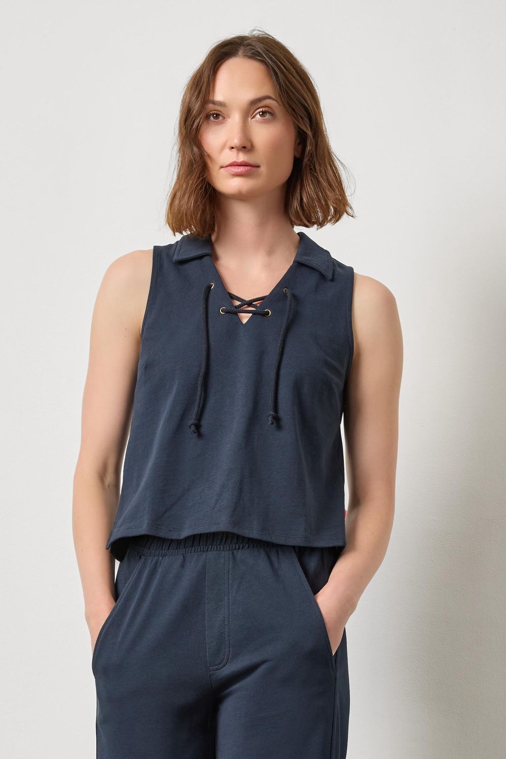 Sleeveless Collared Top