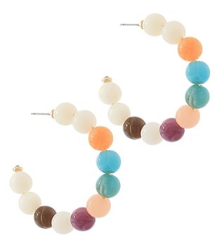 Colorful Beaded Hoops, COLOR: Multi
