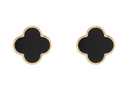 Clover Stud Earrings, COLOR: Black