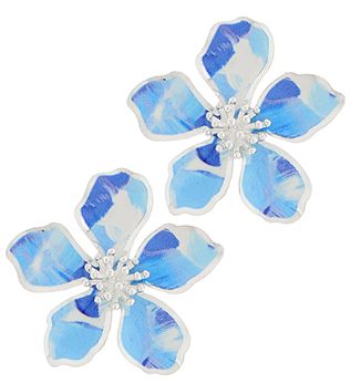 Watercolor Metal Floral Studs, COLOR: Blue