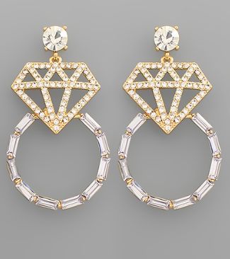 Diamond Ring Earrings, COLOR: Gold