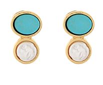 Pearl &amp; Turquoise Stud Earrings