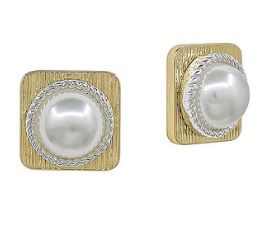 Modern Square Pearl Studs