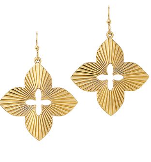 Textured Gold Clover Dangle Earrings