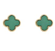 Green &amp; Gold Clover Studs
