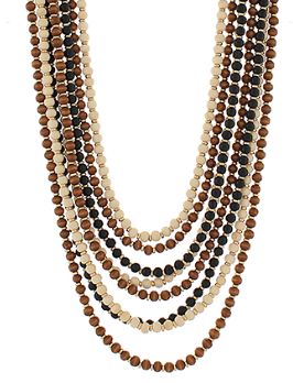 Wood Ball Layered Necklace Set