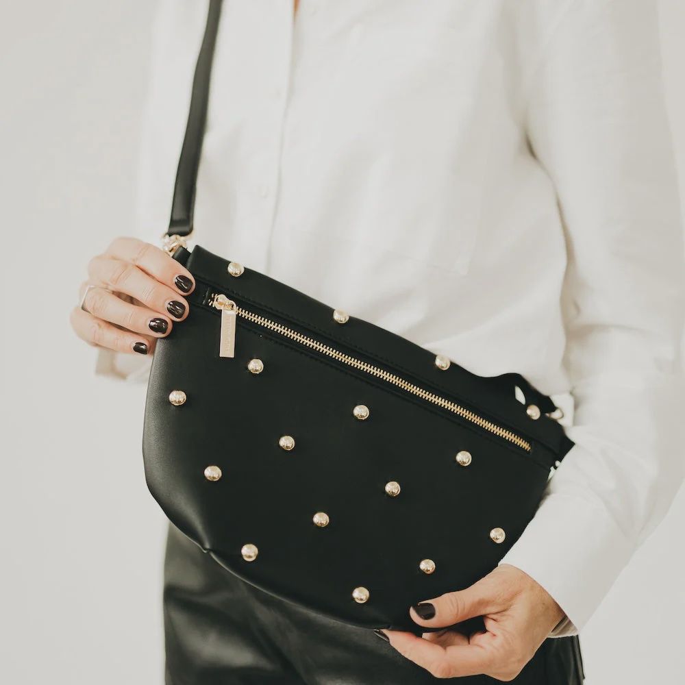 Studded Westlyn Bum Bag, COLOR: Black