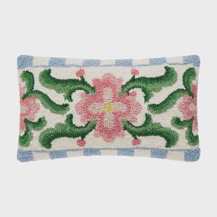 Vintage Floral Tile Lumbar Hook Pillow