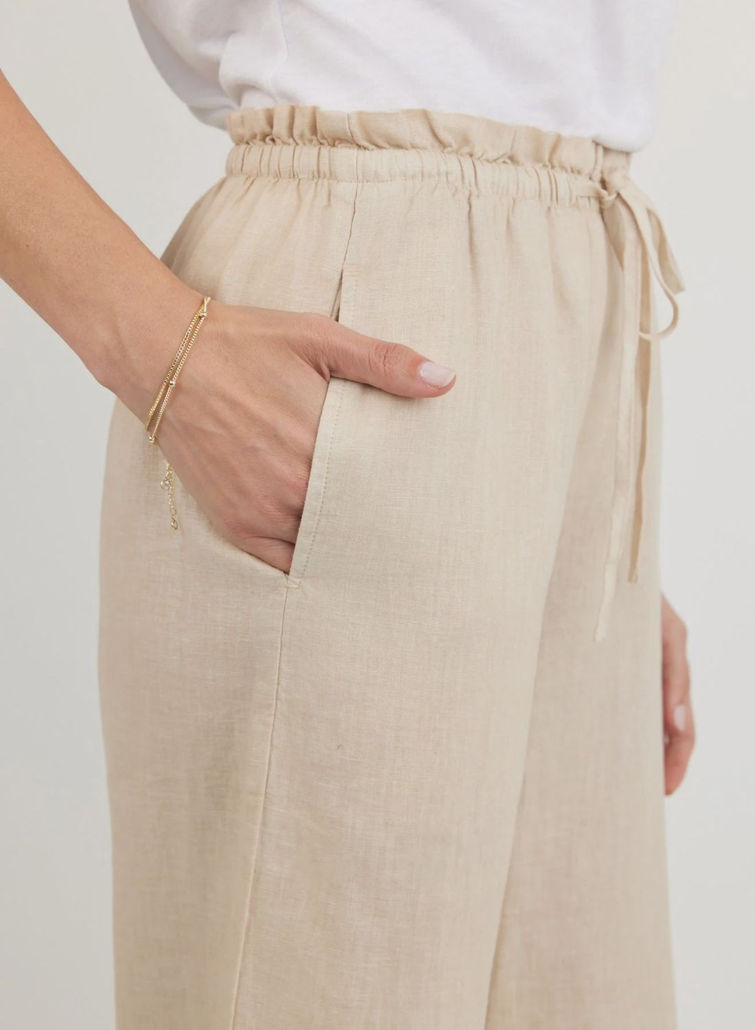 Ruffle Waist Wide Leg