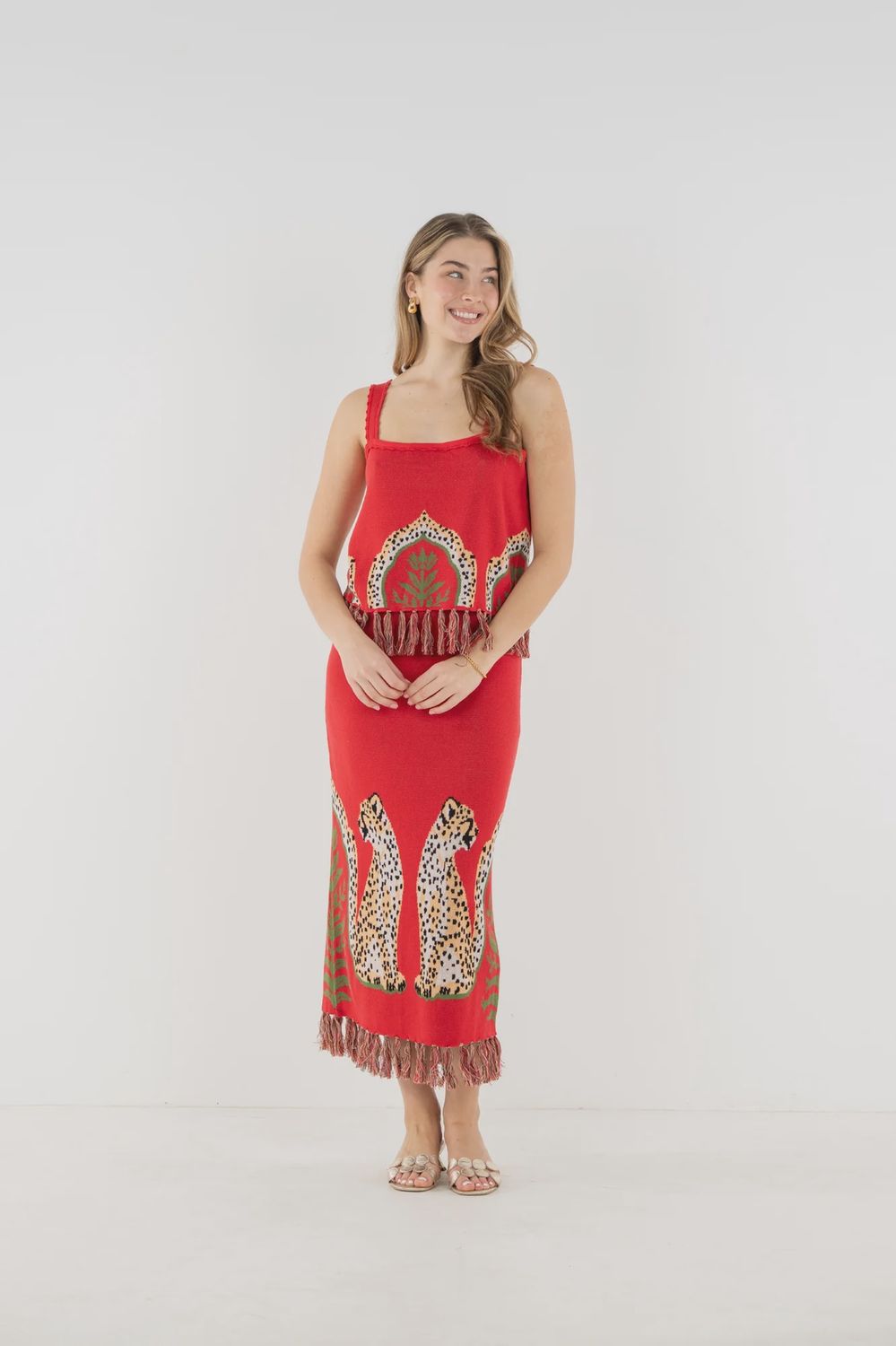 Capri Knit Tank, COLOR: Cheetah Rouge, Size: XS