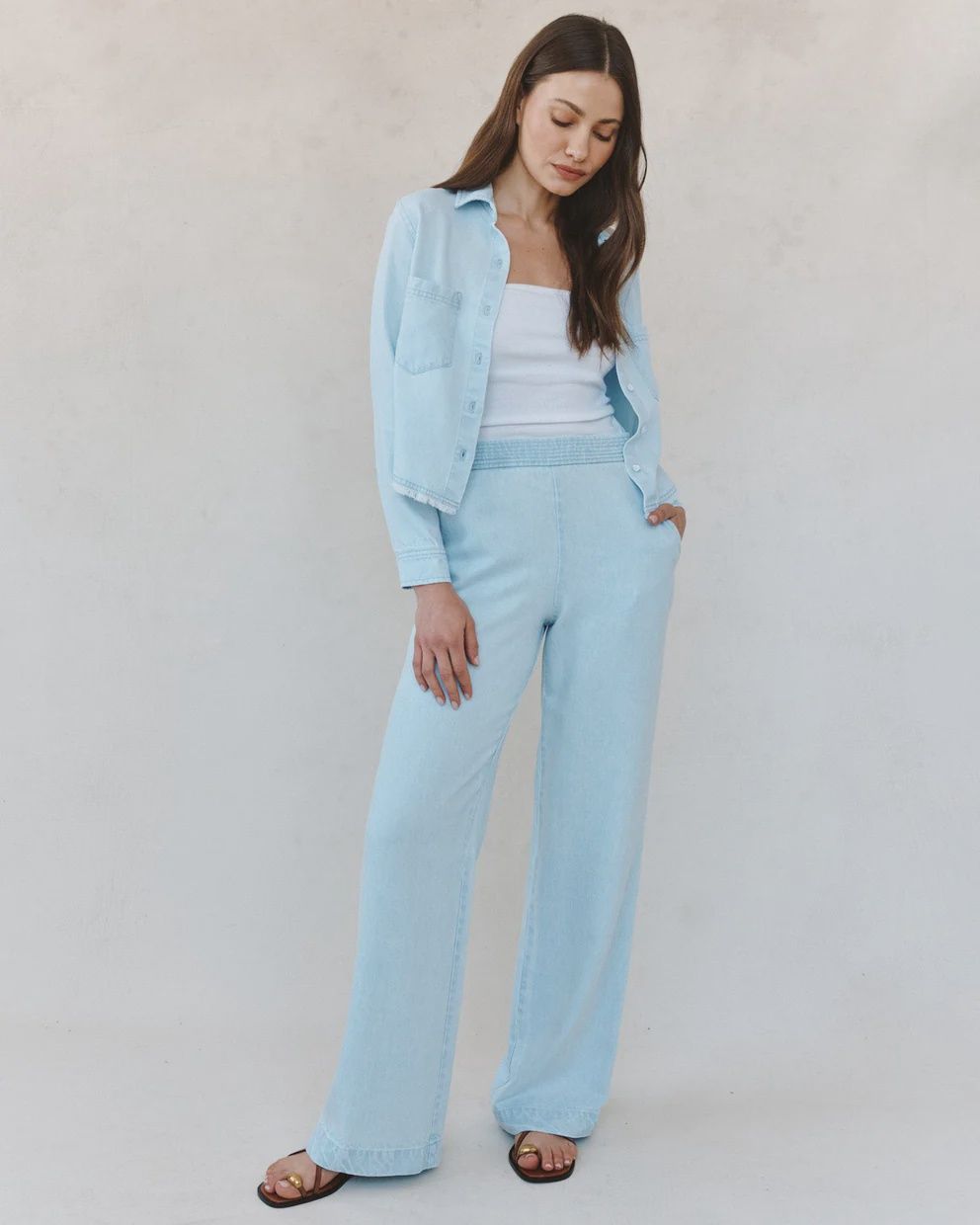 Two Pocket Fray Hem Shirt