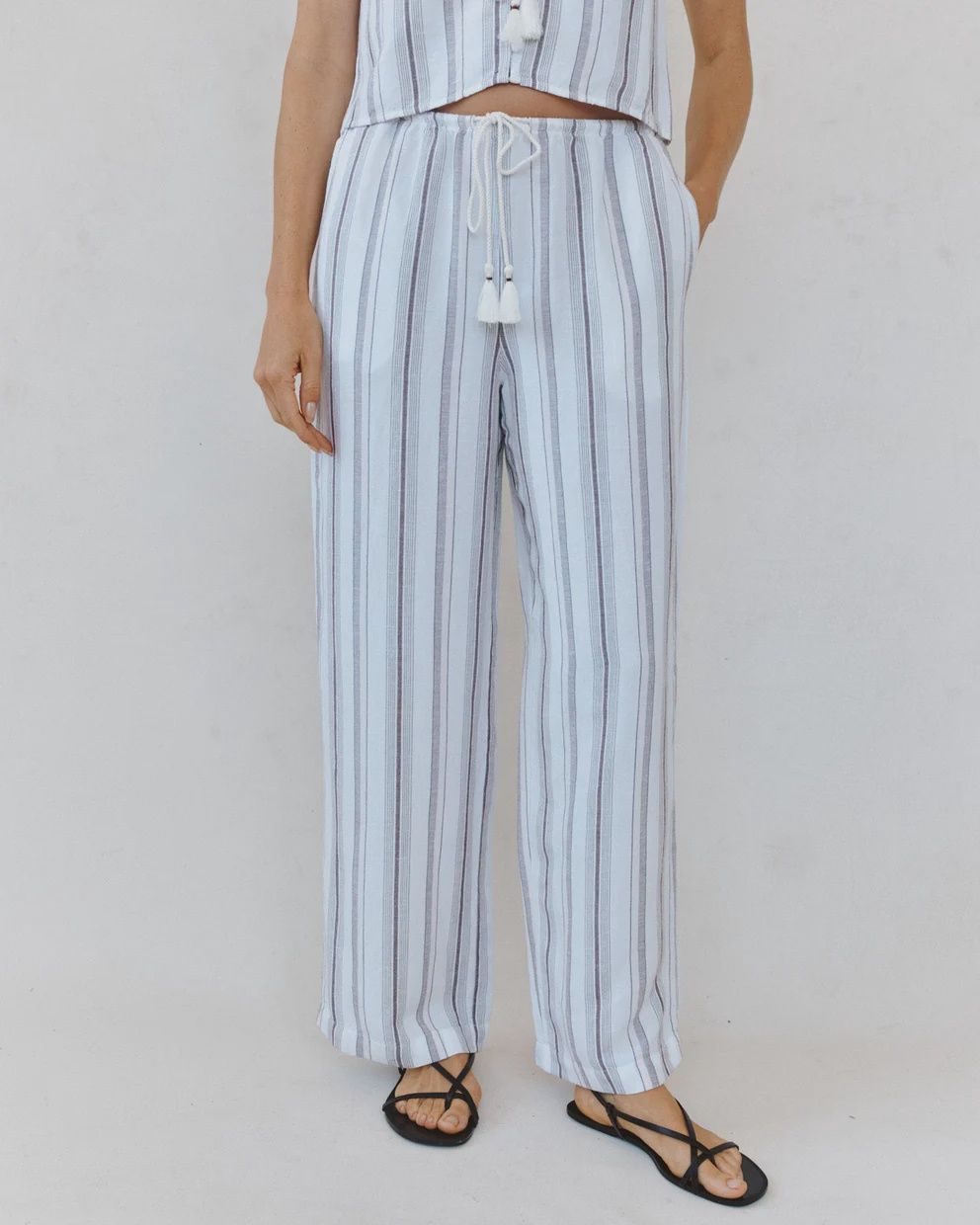 Beach Pant With Tassel Drawstring, COLOR: Rosewood Stripe, Size: XS