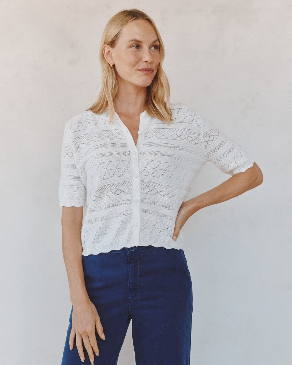 Short Sleeve Button Down Sweater