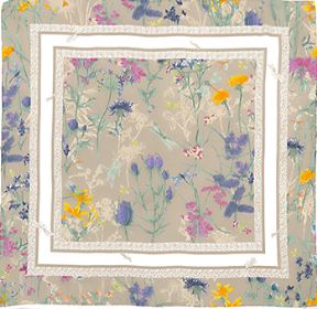Floral Border Scarf, COLOR: Neutral