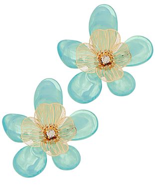 Floral Statement Earring, COLOR: Blue