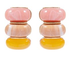 Stacked Gemstone Studs, COLOR: Natural