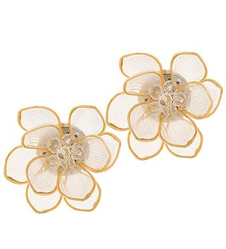 Lucite &amp; Gold Floral Studs