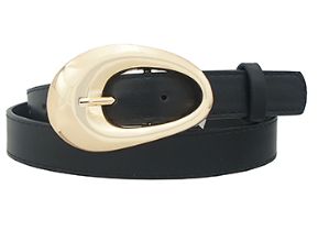 Puffy Oval Buckle Belt, COLOR: Black