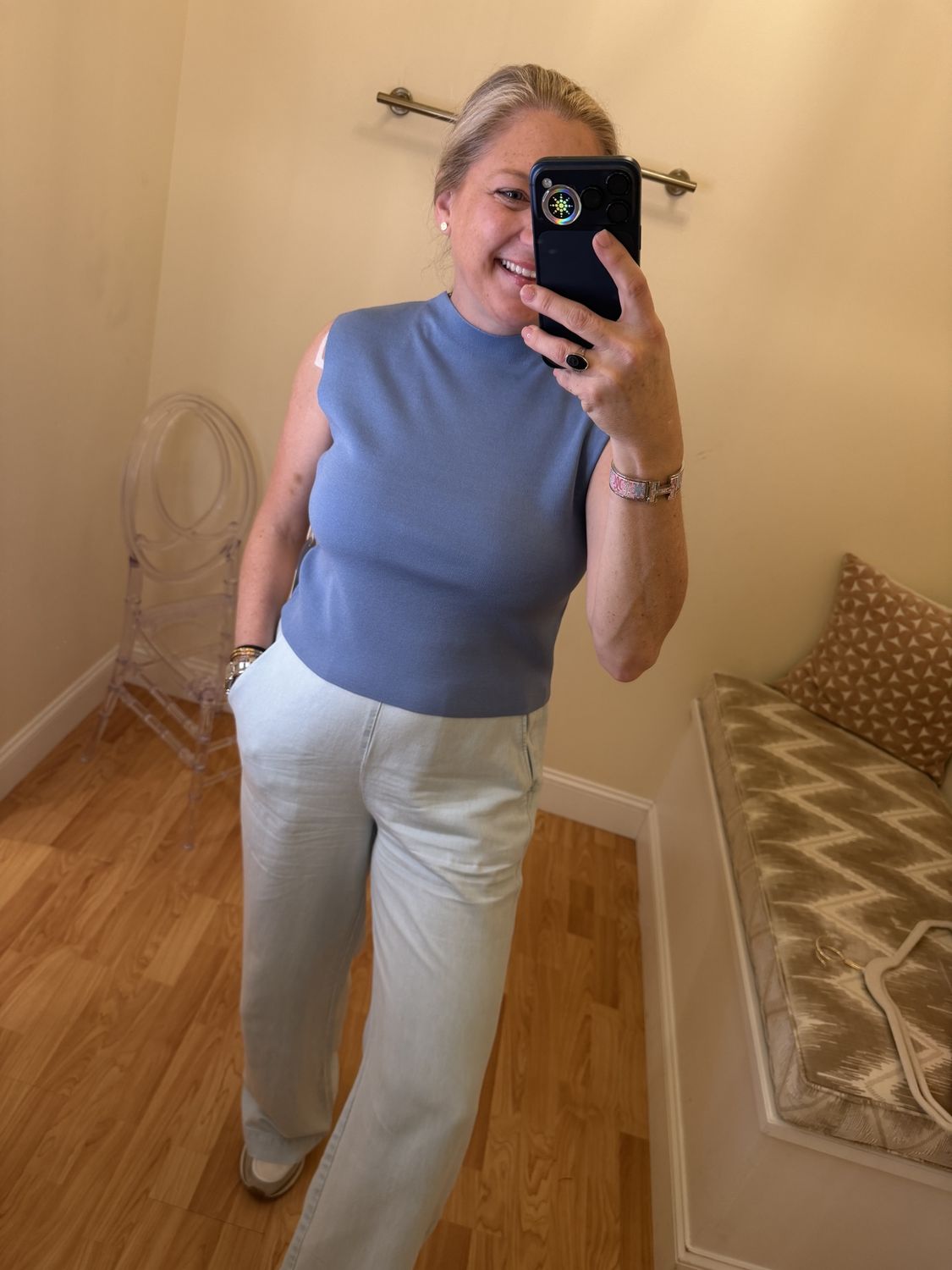 Betty Solid Knit Tank, COLOR: Coastal Blue, Size: S/M