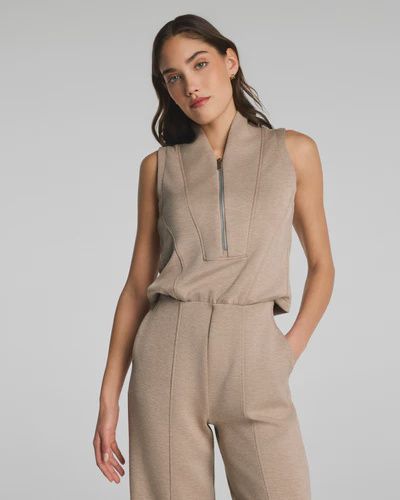 Shawl Collar Half Zip Jumpsuit