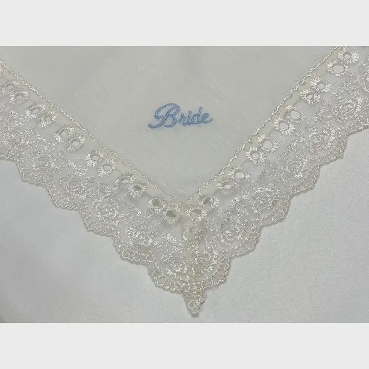 Ivory "Bride" Hanky in Blue