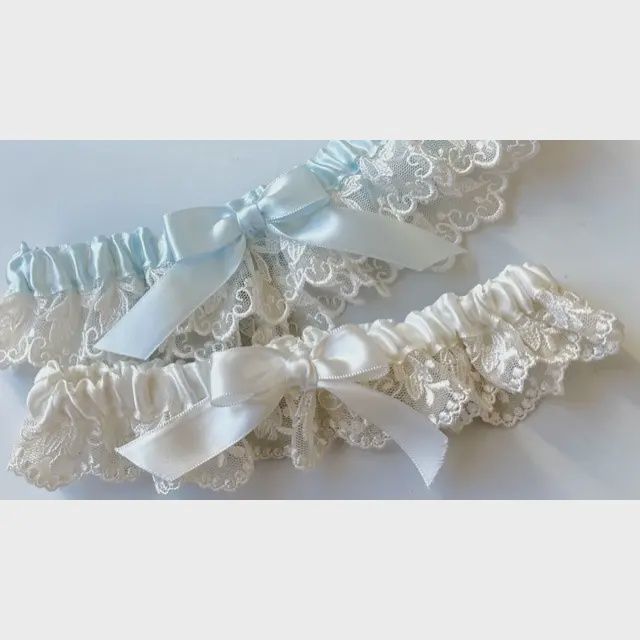 Embroidered Lace Garter, COLOR: Blue