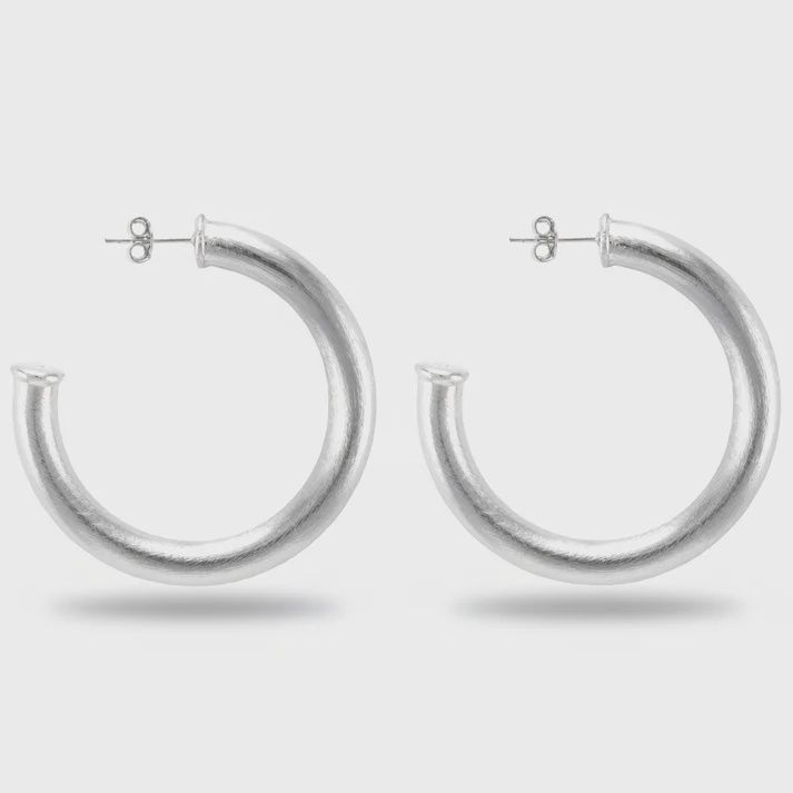 Chantal hoops- Brushed Silver Plated