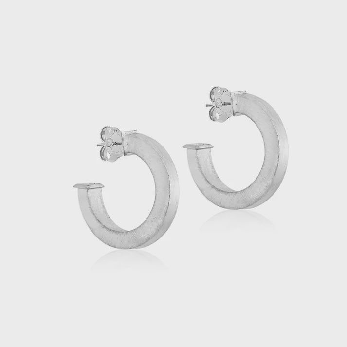 Bianca Hoops- Brushed Silver Plated