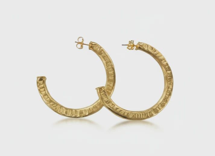 Hammered Arlene Hoops- Brushed 18K Gold Plated