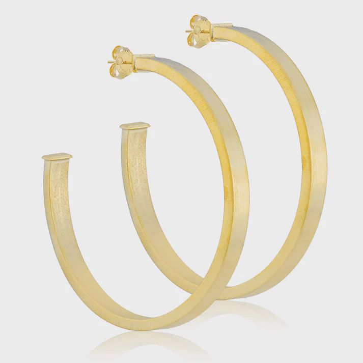 Small Lunaria Hoops- Brushed 18K Gold Plated