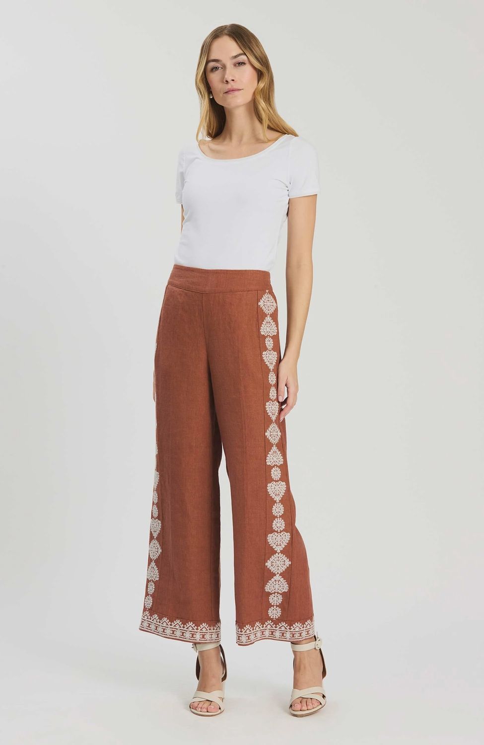 Gianna Embroidered Linen Pant