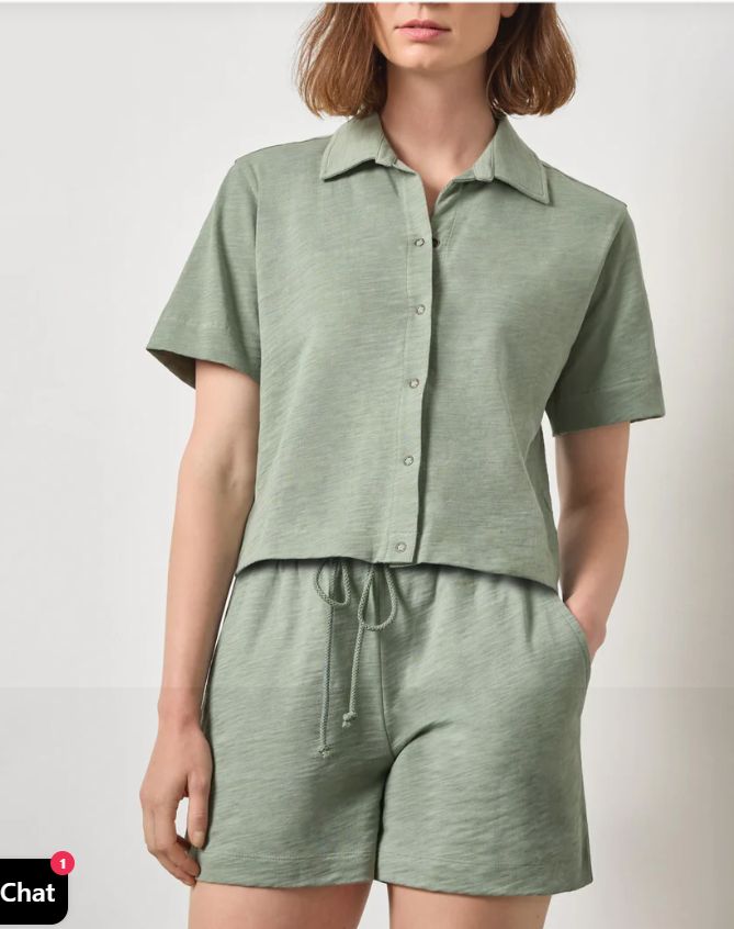 Elbow Sleeve Button Down Tee
