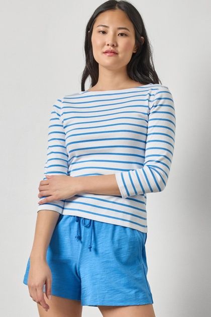 Rib Stripe 3/4 Boatneck