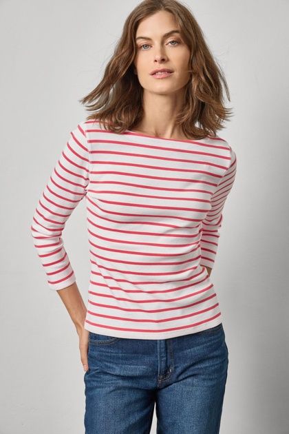 Rib Stripe 3/4 Boatneck