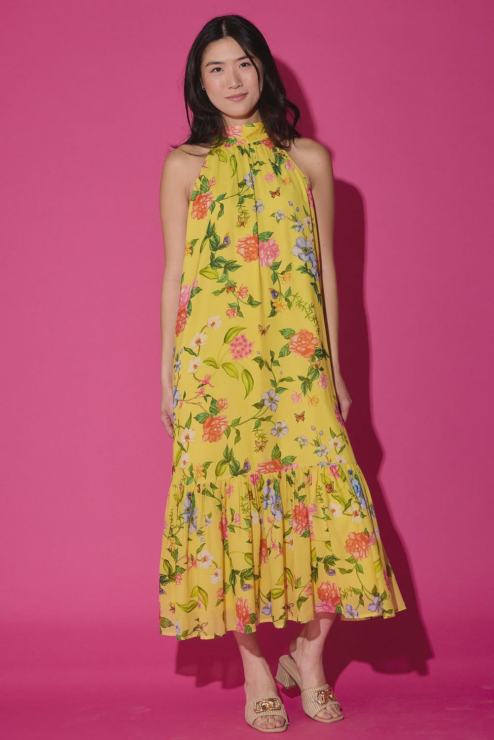 Perry Dress - Yellow Floral