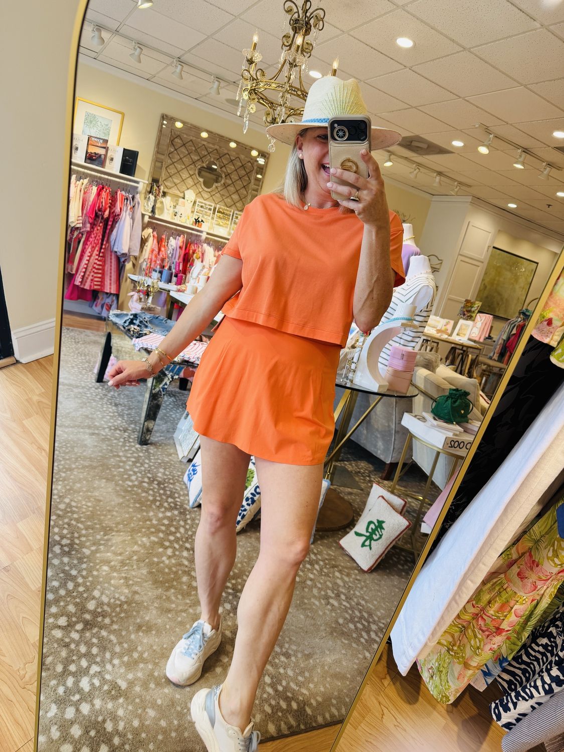 Spanx Outspace Cropped Tee, COLOR: Persimmon, Size: XS