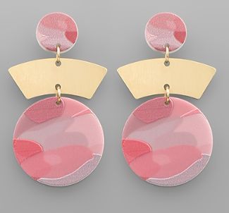 Circle Dangle Earrings, COLOR: Pink