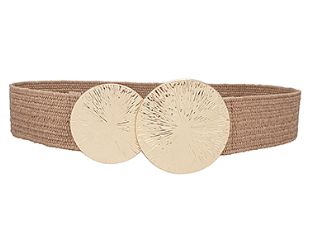 Raffia Double Disk Stretch Belt