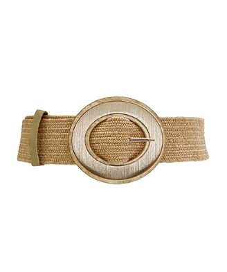 Oval Buckle Straw Stretch Belt