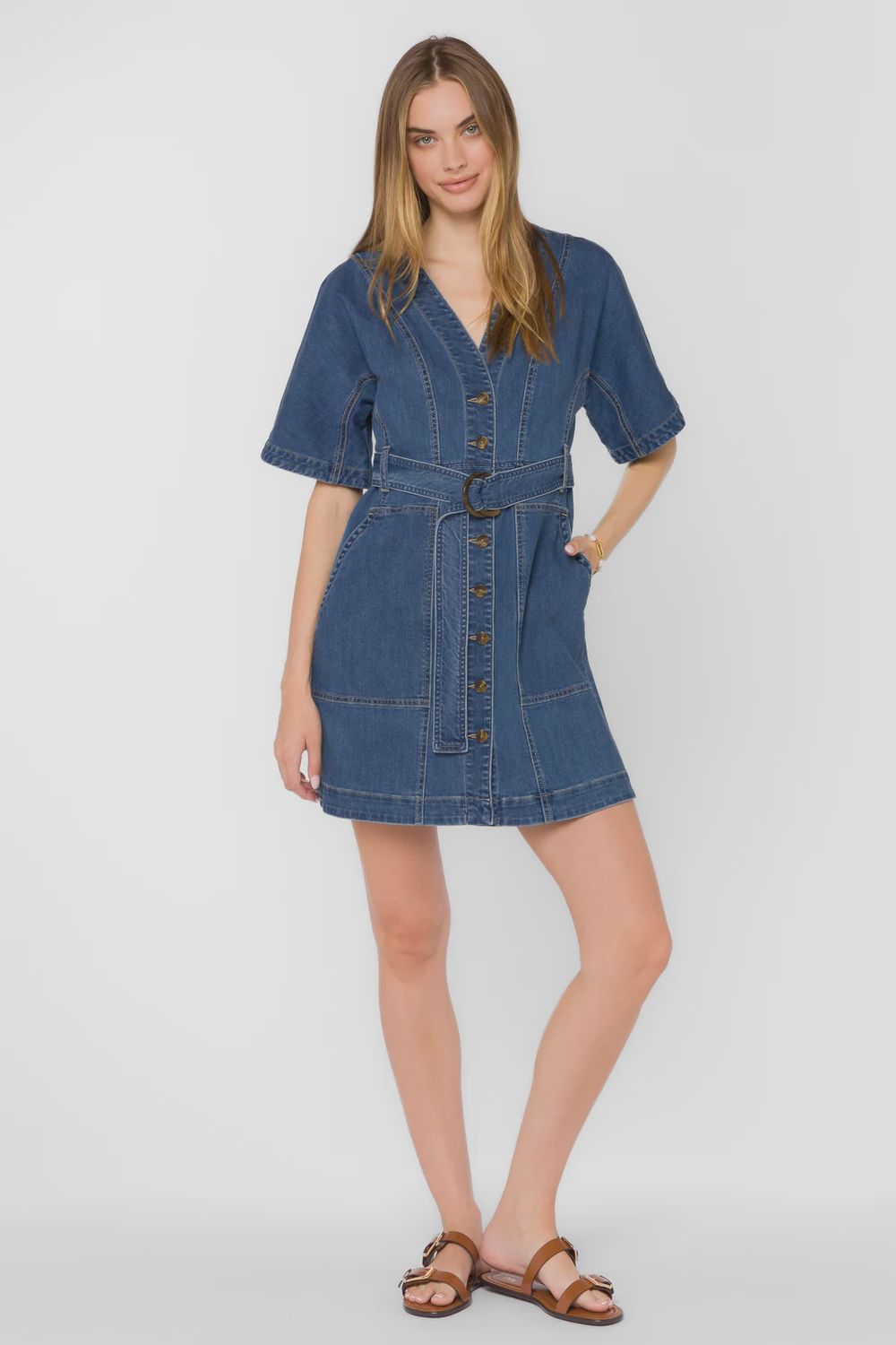 Kaulana Denim Dress, COLOR: Vintage Havana, Size: XS