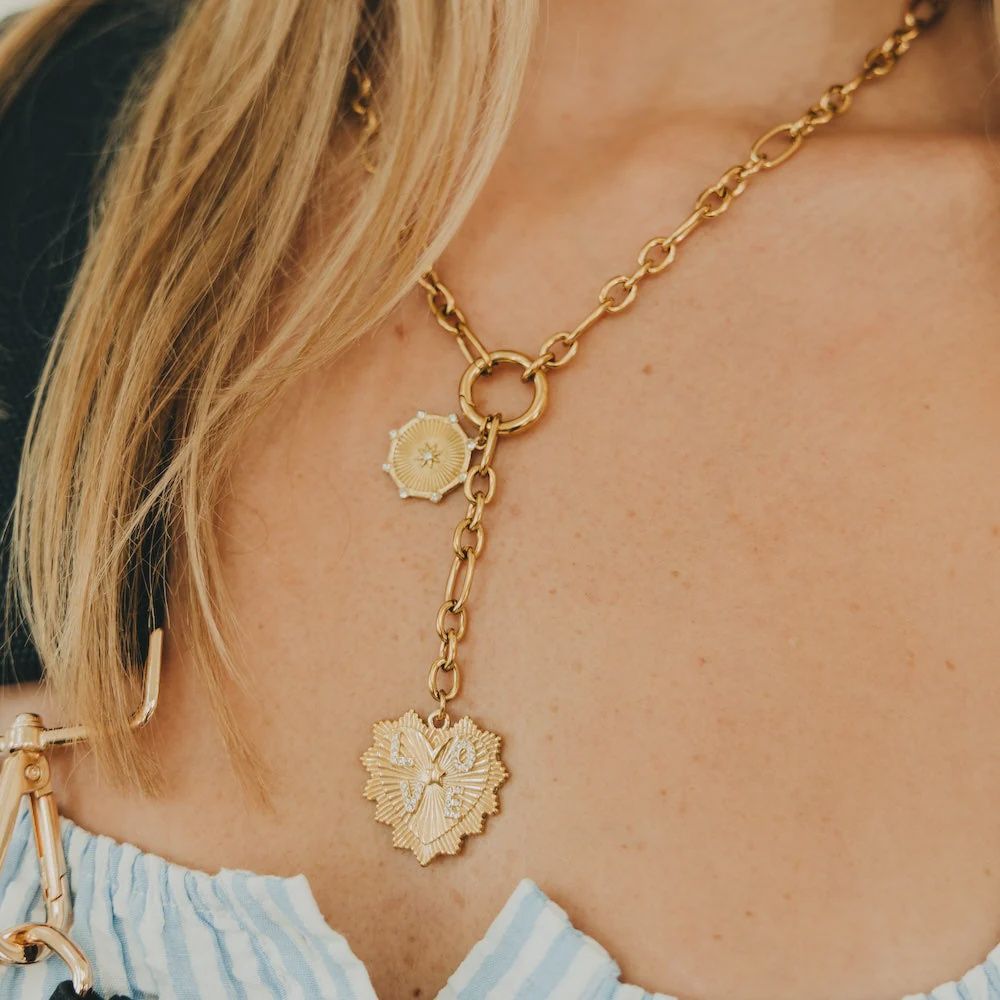 Sunburst Heart Pendant Necklace