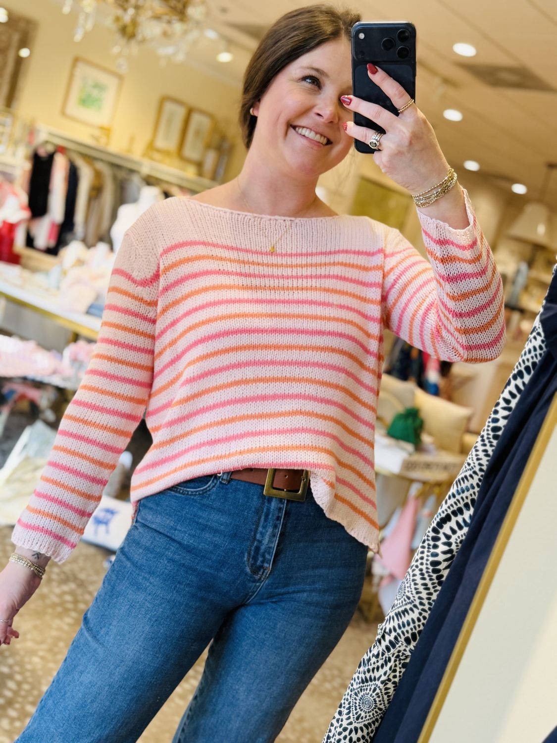 Pacific Striped Crewneck, COLOR: Caprice Pink Stripe, Size: XS/S