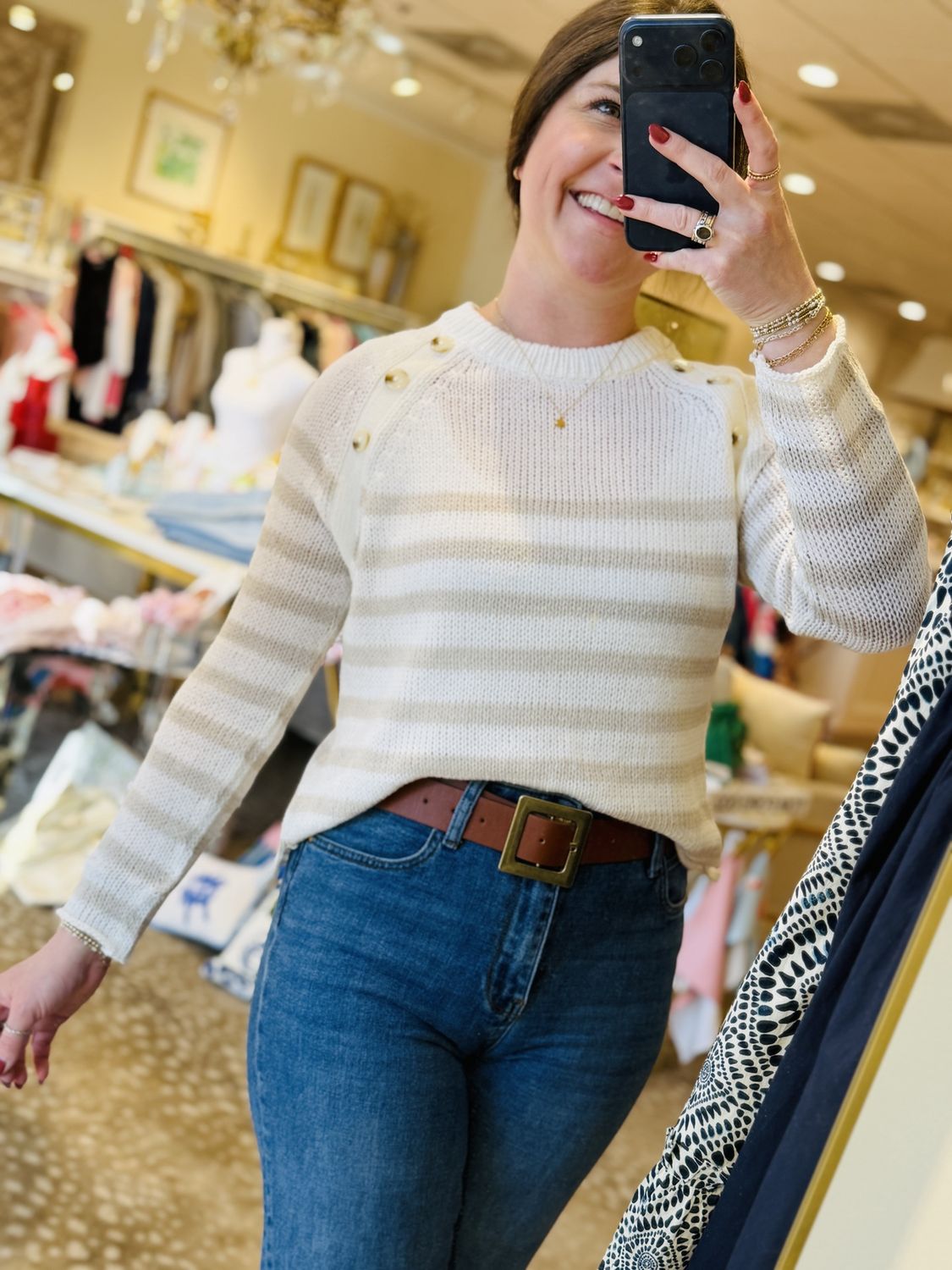 Sailor Striped Crew Cotton, COLOR: Tan Stripe, Size: XS/S