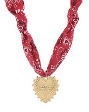 Boho Rodeo Heart Necklace, COLOR: Red