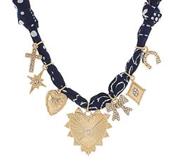 Western Bandana Charm Necklace, COLOR: Navy