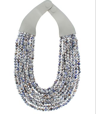 Thin Beaded Strands Magnetic Necklace, COLOR: Blue
