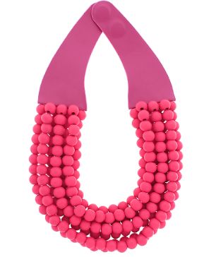 Wood Ball Magnetic Necklace, COLOR: Fuschia