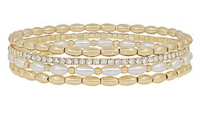 Water Resistant Pearl &amp; Gold Bracelet Stack
