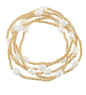 Patterned Textured Pearl Bracelet Stack