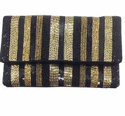 Black &amp; Gold Beaded Clutch